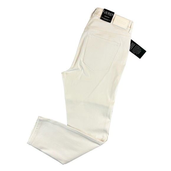 Lauren Ralph Lauren Jeans‎ Premier Straight Crop Size 10 32x27 White Stretch NWT - Picture 1 of 7